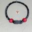 Black Bracelet/Gray Clasp/Red Grommets